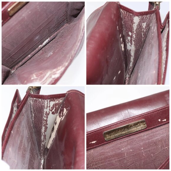 CARTIER Must Line Shoulder Bag Leather Wine Red Gold Auth - Picture 15 of 16